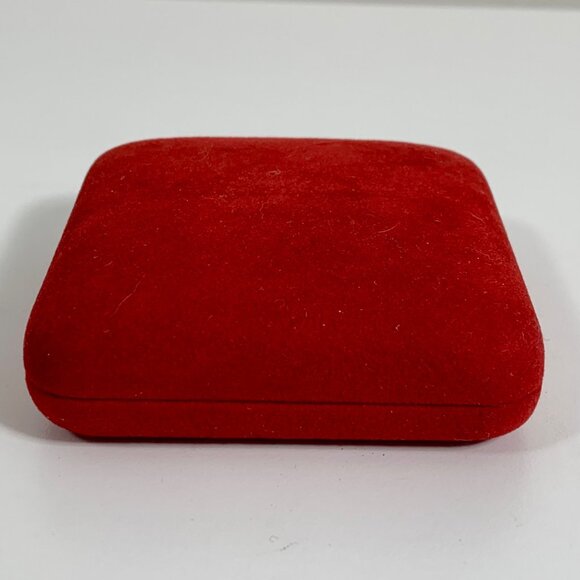 Red Velvet Square Jewelry Box ONLY Elegant White Interior For Rings Or Earrings - Picture 5 of 9